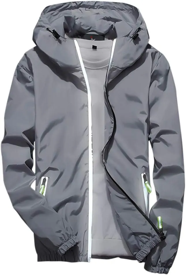 Men's Jacket Fashion Rain Jacket Windbreaker Lightweight Shell Raincoat With Hood Golf Hiking Travel, M-7XL