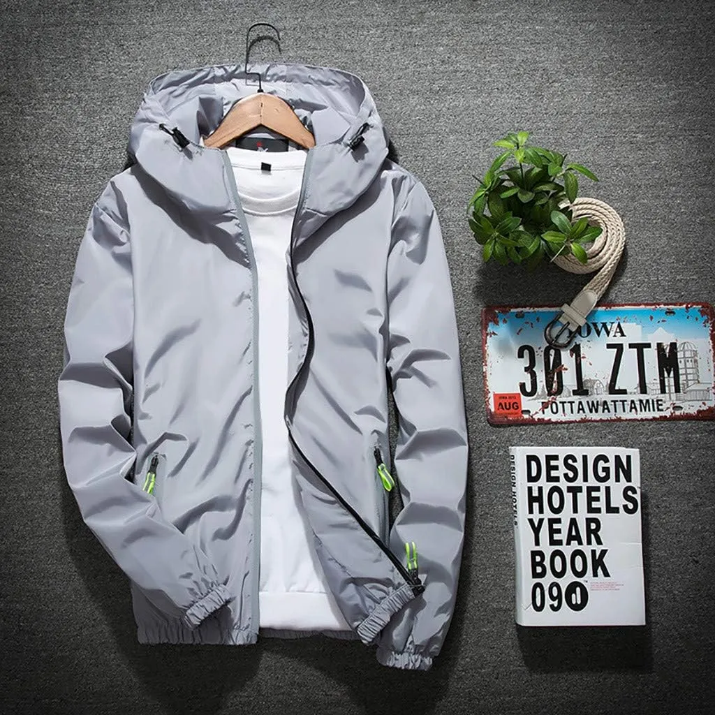 Men's Jacket Fashion Rain Jacket Windbreaker Lightweight Shell Raincoat With Hood Golf Hiking Travel, M-7XL