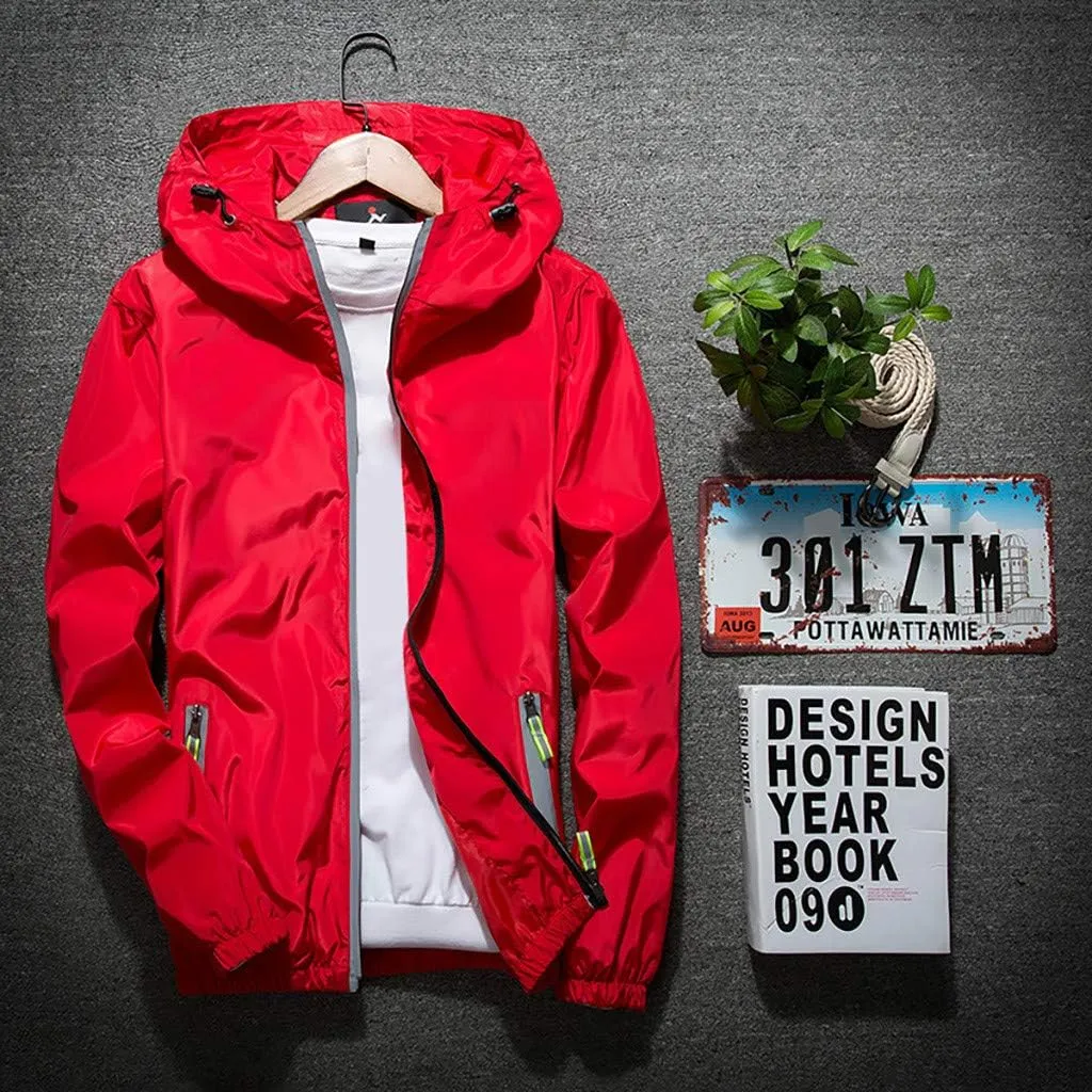 Men's Jacket Fashion Rain Jacket Windbreaker Lightweight Shell Raincoat With Hood Golf Hiking Travel, M-7XL