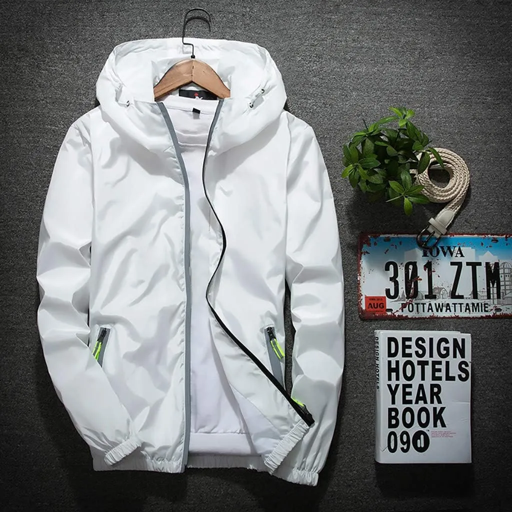 Men's Jacket Fashion Rain Jacket Windbreaker Lightweight Shell Raincoat With Hood Golf Hiking Travel, M-7XL