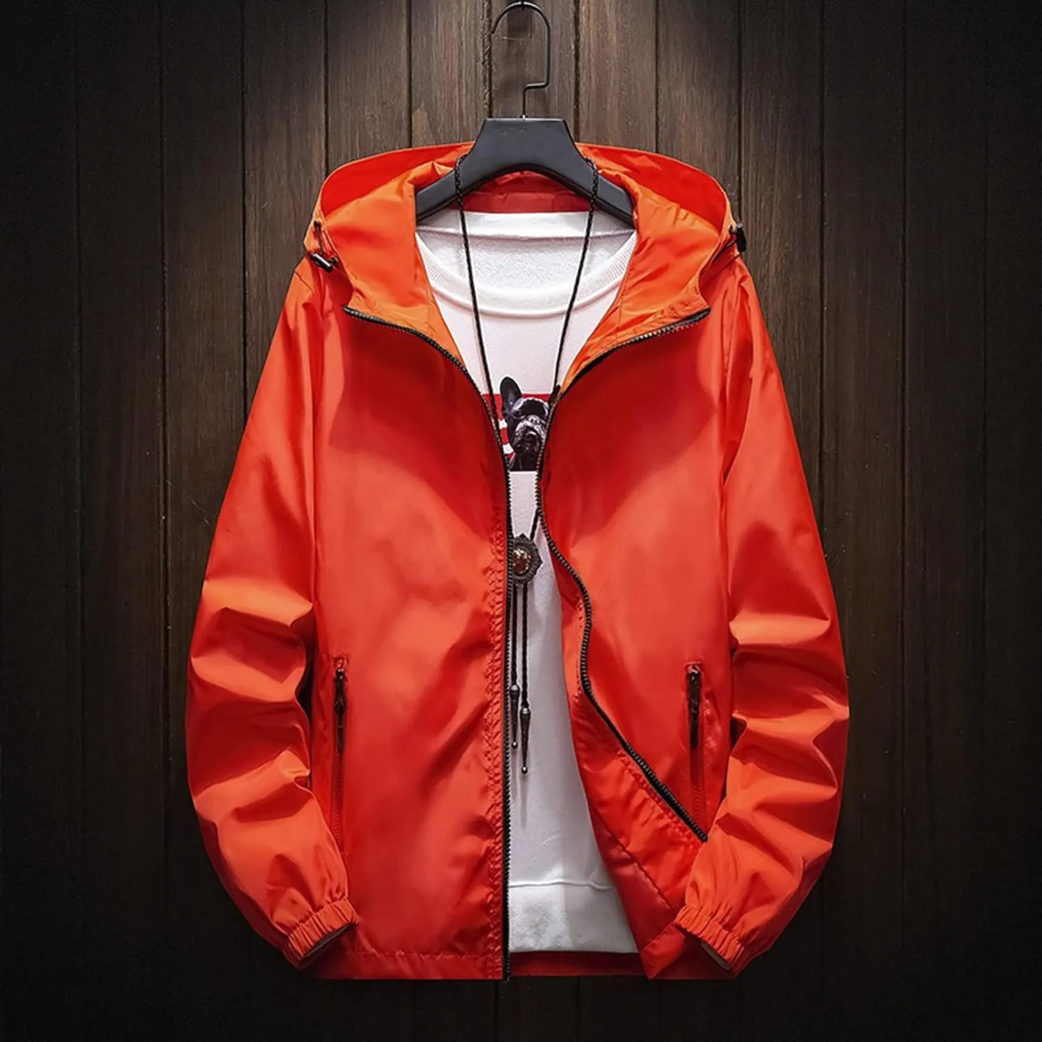 Men's Jacket Fashion Rain Jacket Windbreaker Lightweight Shell Raincoat With Hood Golf Hiking Travel, M-7XL