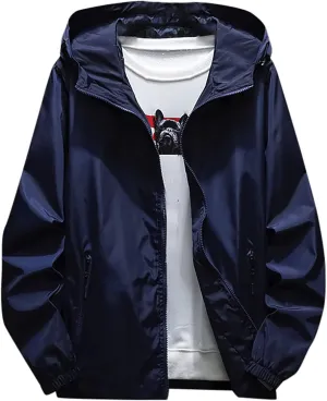 Men's Jacket Fashion Rain Jacket Windbreaker Lightweight Shell Raincoat With Hood Golf Hiking Travel, M-7XL