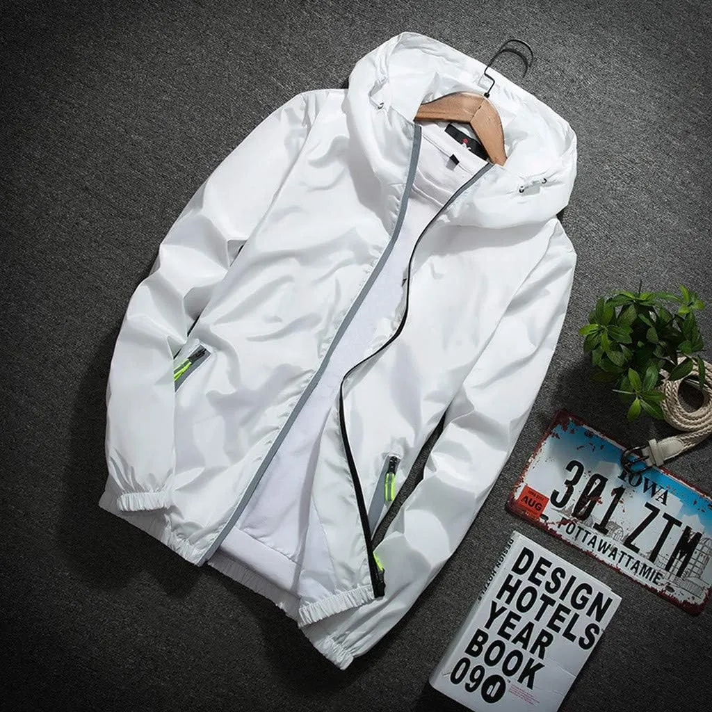 Men's Jacket Fashion Rain Jacket Windbreaker Lightweight Shell Raincoat With Hood Golf Hiking Travel, M-7XL