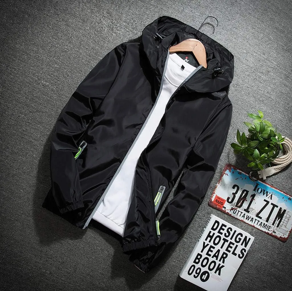 Men's Jacket Fashion Rain Jacket Windbreaker Lightweight Shell Raincoat With Hood Golf Hiking Travel, M-7XL