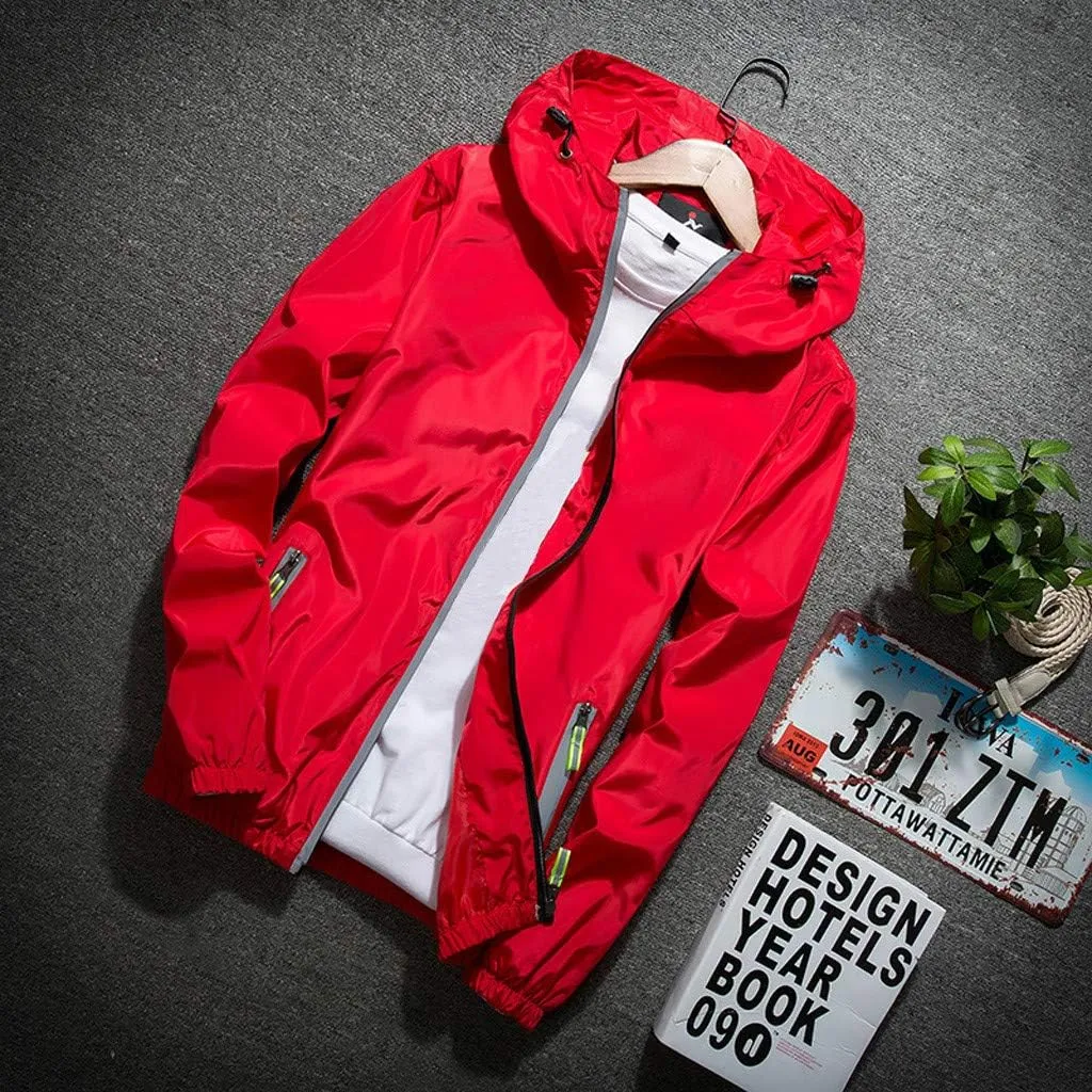 Men's Jacket Fashion Rain Jacket Windbreaker Lightweight Shell Raincoat With Hood Golf Hiking Travel, M-7XL
