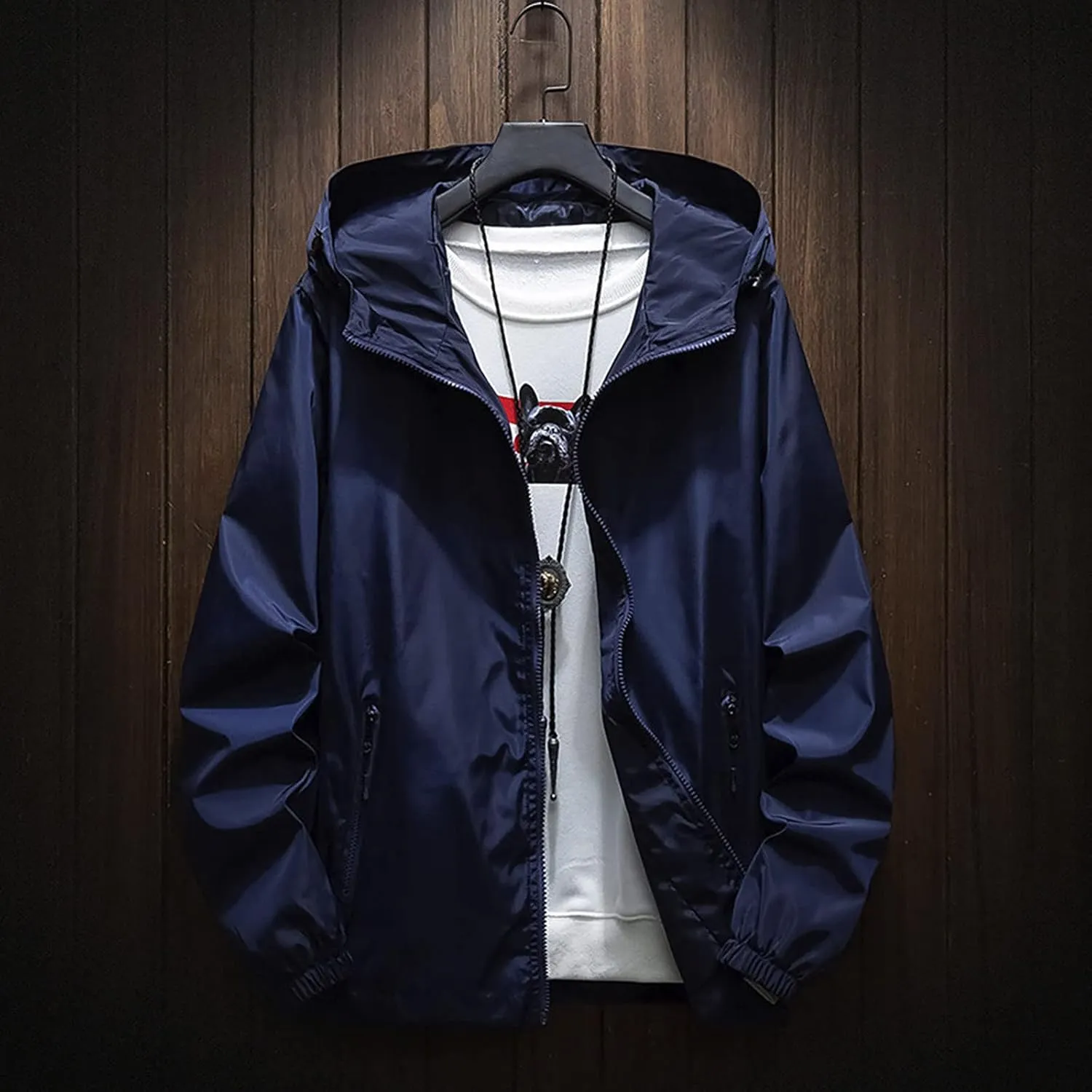 Men's Jacket Fashion Rain Jacket Windbreaker Lightweight Shell Raincoat With Hood Golf Hiking Travel, M-7XL