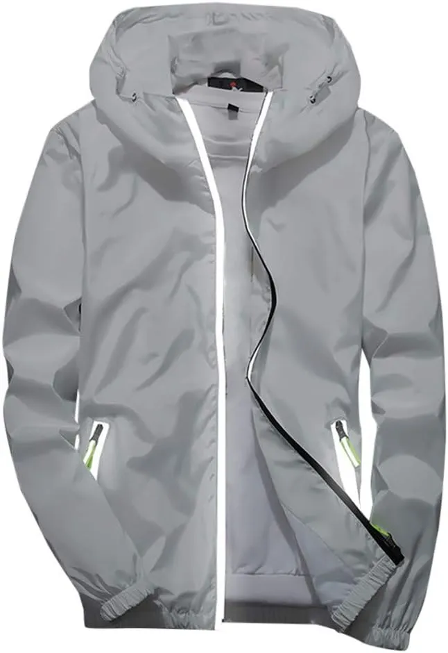Men's Jacket Fashion Rain Jacket Windbreaker Lightweight Shell Raincoat With Hood Golf Hiking Travel, M-7XL