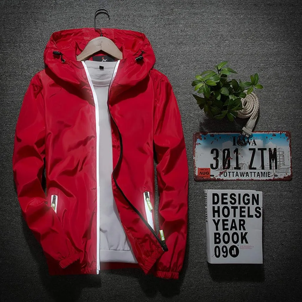 Men's Jacket Fashion Rain Jacket Windbreaker Lightweight Shell Raincoat With Hood Golf Hiking Travel, M-7XL