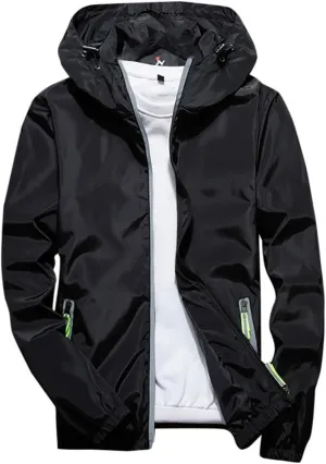 Men's Jacket Fashion Rain Jacket Windbreaker Lightweight Shell Raincoat With Hood Golf Hiking Travel, M-7XL