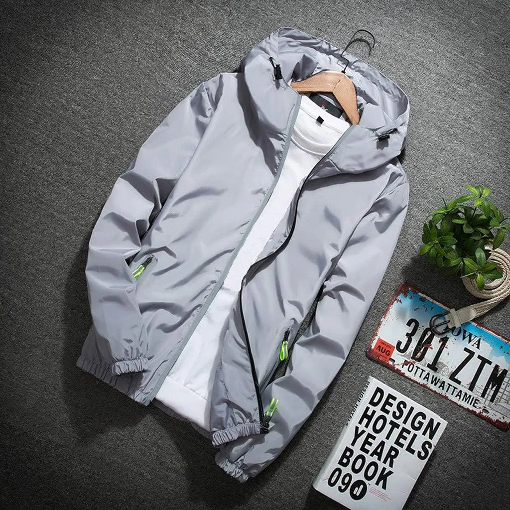 Men's Jacket Fashion Rain Jacket Windbreaker Lightweight Shell Raincoat With Hood Golf Hiking Travel, M-7XL