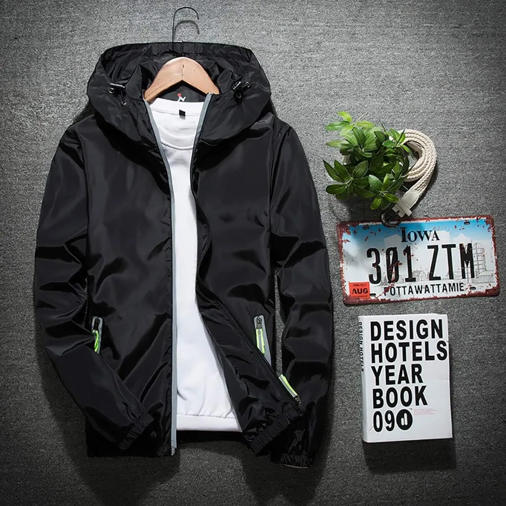 Men's Jacket Fashion Rain Jacket Windbreaker Lightweight Shell Raincoat With Hood Golf Hiking Travel, M-7XL