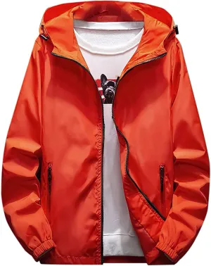 Men's Jacket Fashion Rain Jacket Windbreaker Lightweight Shell Raincoat With Hood Golf Hiking Travel, M-7XL
