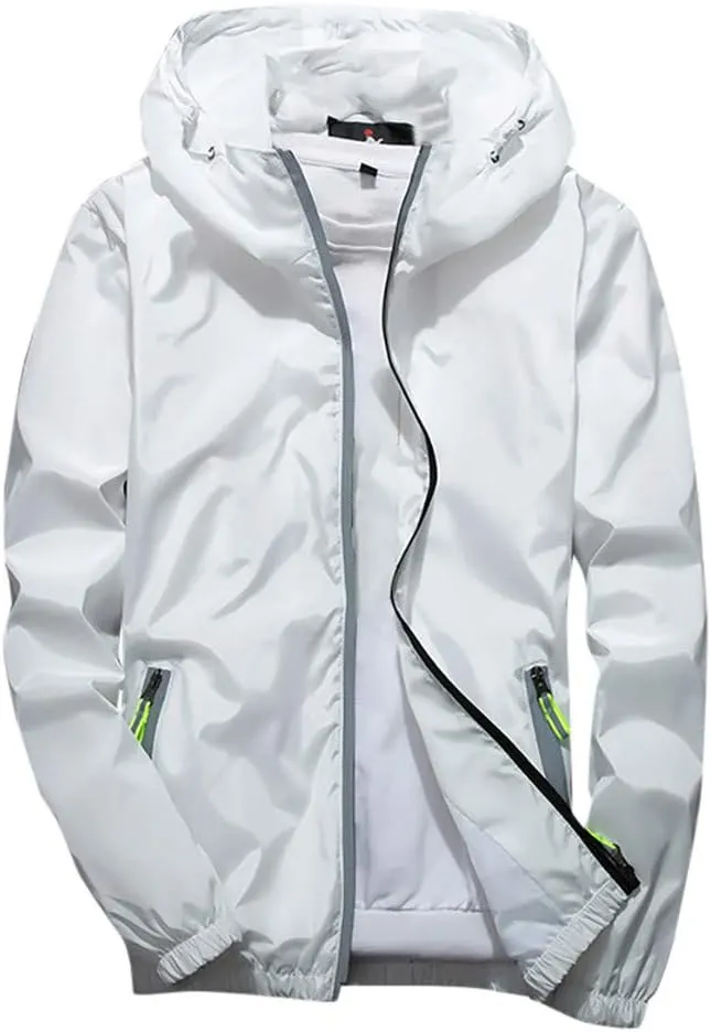 Men's Jacket Fashion Rain Jacket Windbreaker Lightweight Shell Raincoat With Hood Golf Hiking Travel, M-7XL
