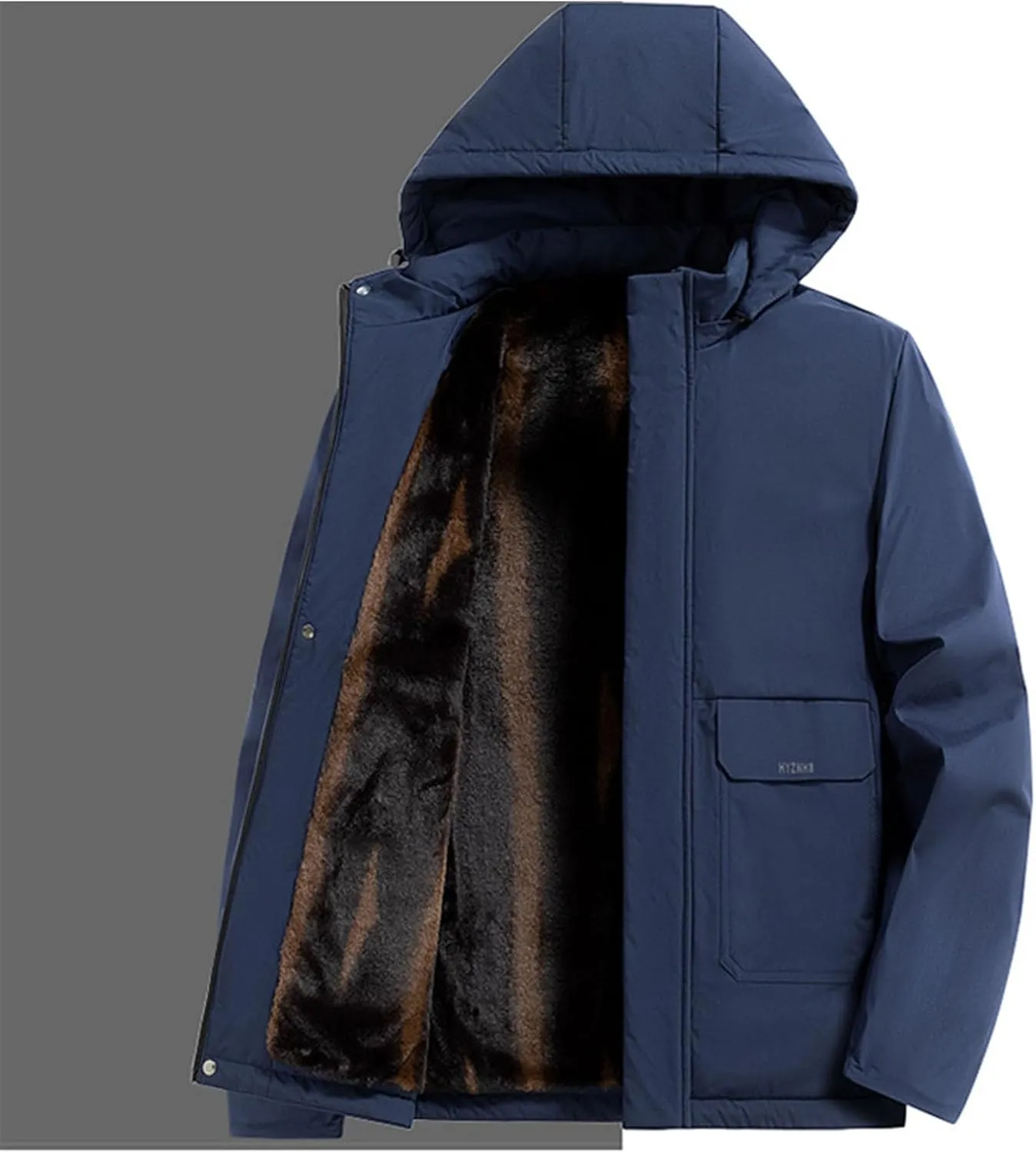 Mens Jacket Relaxed Fit Oversize Fleece Hooded Jacket Tactical Rain Jackets Fleece Lined Hooded Casual Coat for Men