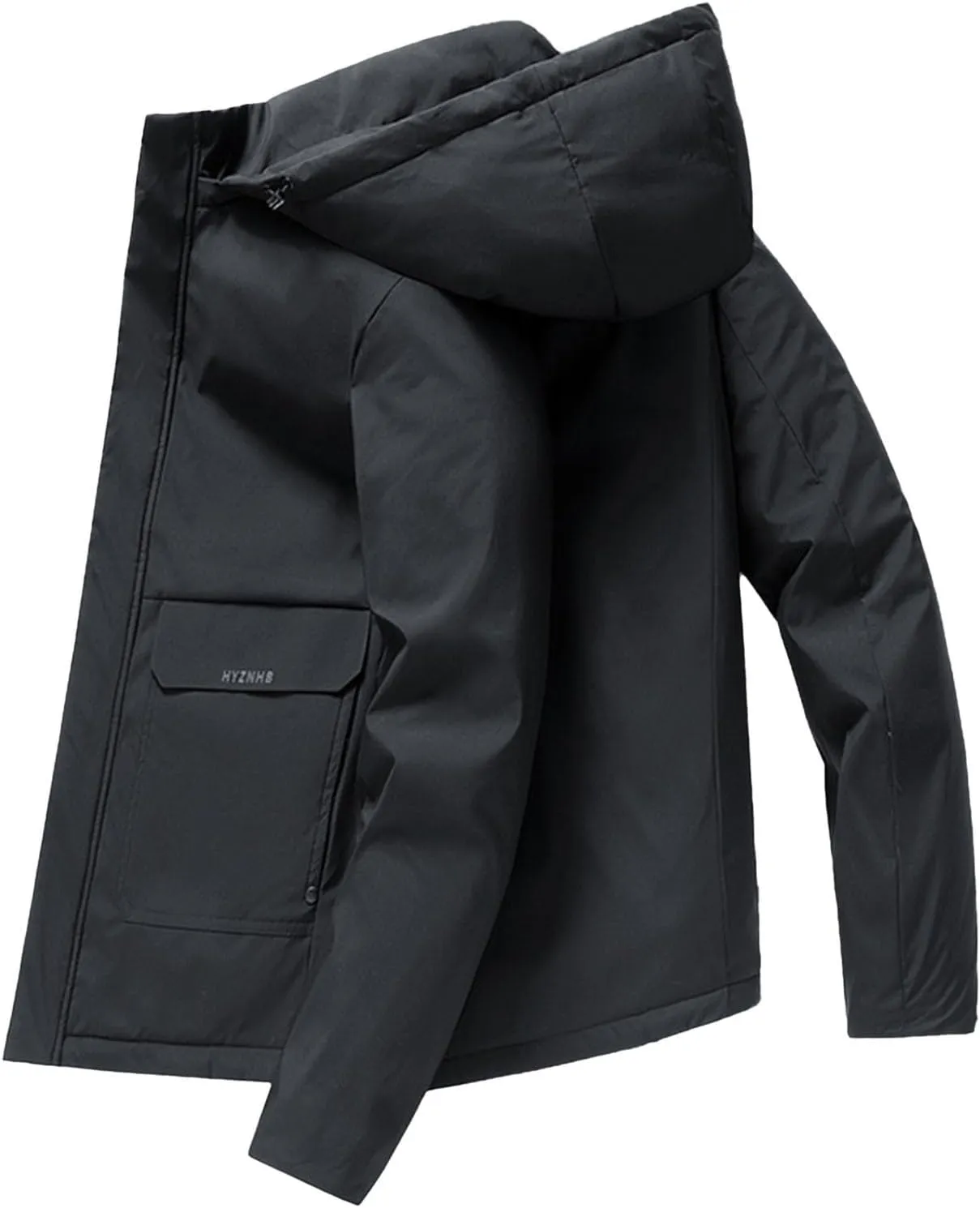 Mens Jacket Relaxed Fit Oversize Fleece Hooded Jacket Tactical Rain Jackets Fleece Lined Hooded Casual Coat for Men