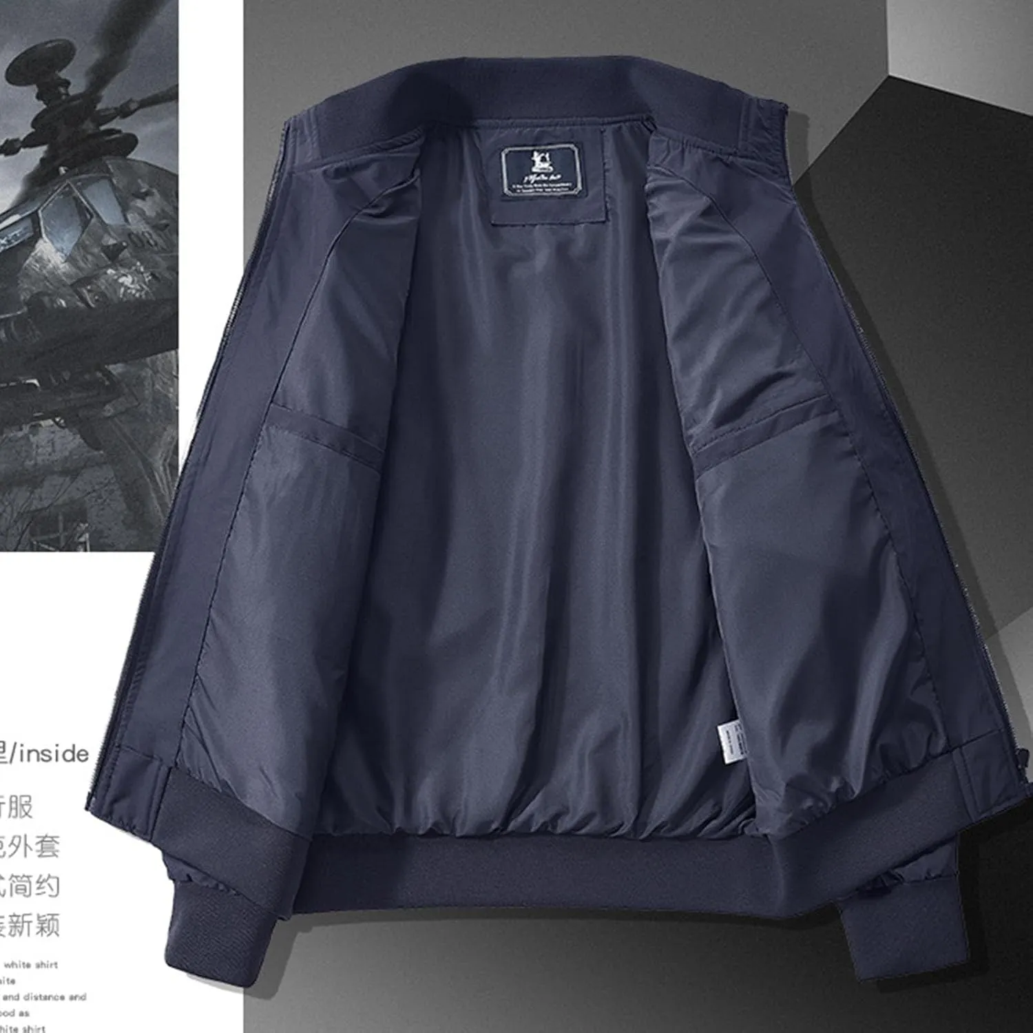 Mens Jacket Thick Thermal Cotton Softshell Jacket Solid Color Retro Flight Jacket Hooded Jacket Lined Rain Shell Jacket