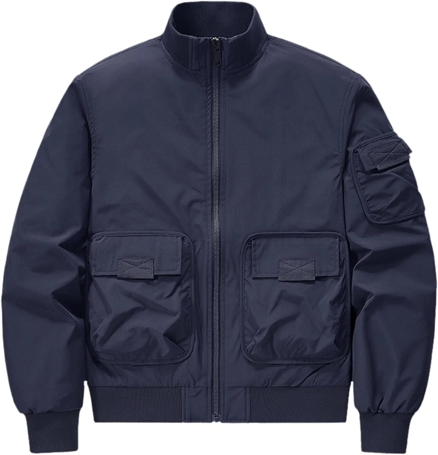 Mens Jacket Thick Thermal Cotton Softshell Jacket Solid Color Retro Flight Jacket Hooded Jacket Lined Rain Shell Jacket