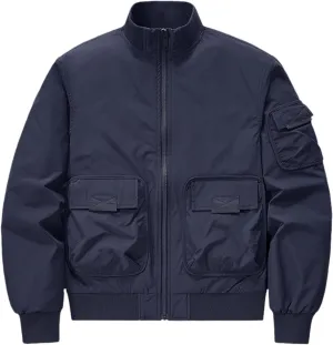Mens Jacket Thick Thermal Cotton Softshell Jacket Solid Color Retro Flight Jacket Hooded Jacket Lined Rain Shell Jacket