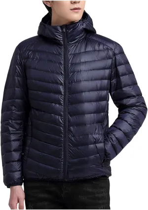 Mens Jackets Casual Spring Fall Warm Winter Padded Coats Outdoor Hooded Jacket Fleece Lined Coat Zip Up Coat with Pocket
