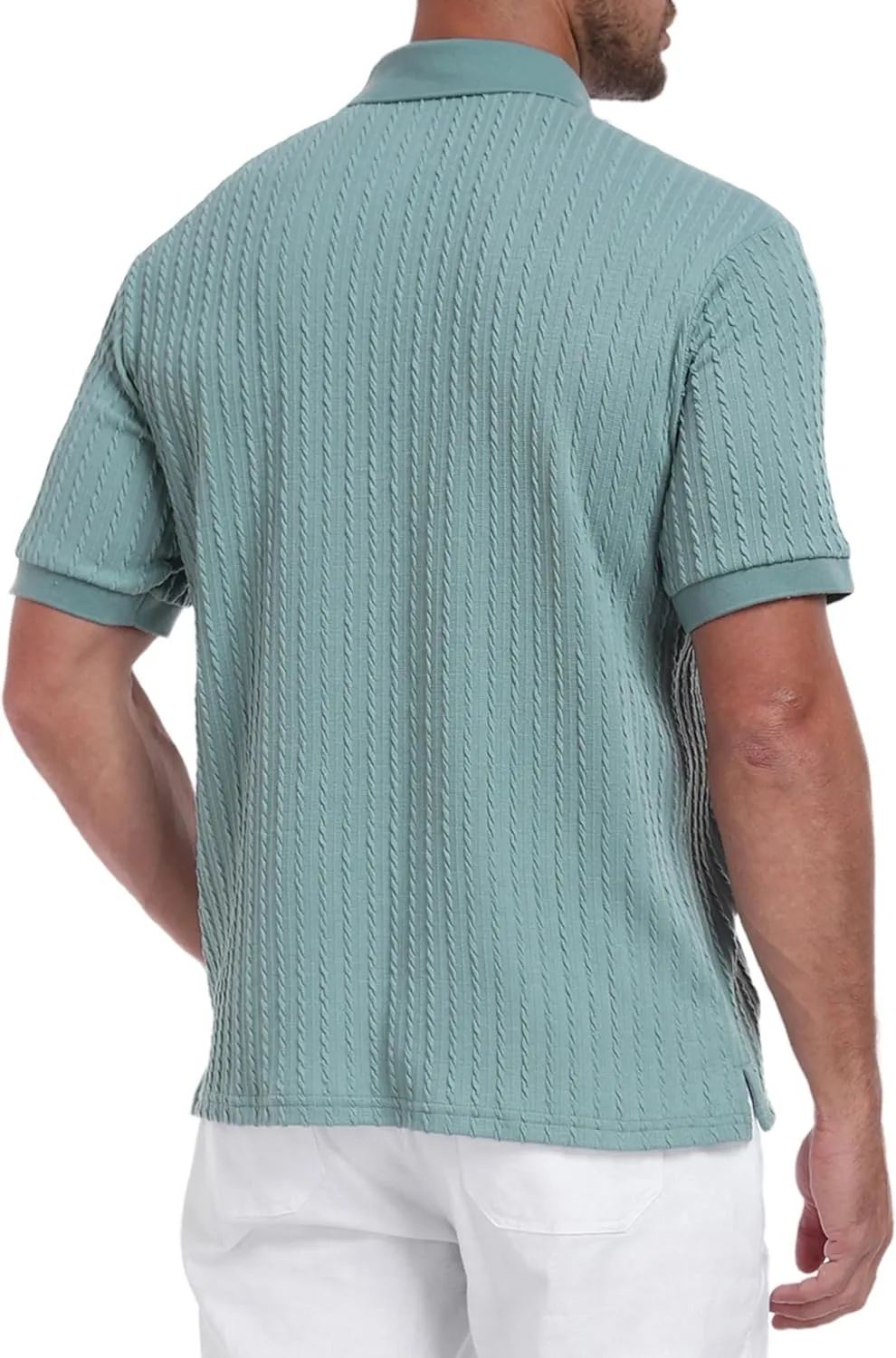 Mens Knit Polo Shirts Casual Stylish V Neck Short Sleeve Sweater Polo Knitted Textured Johnny Collar Tops Fashion 2025