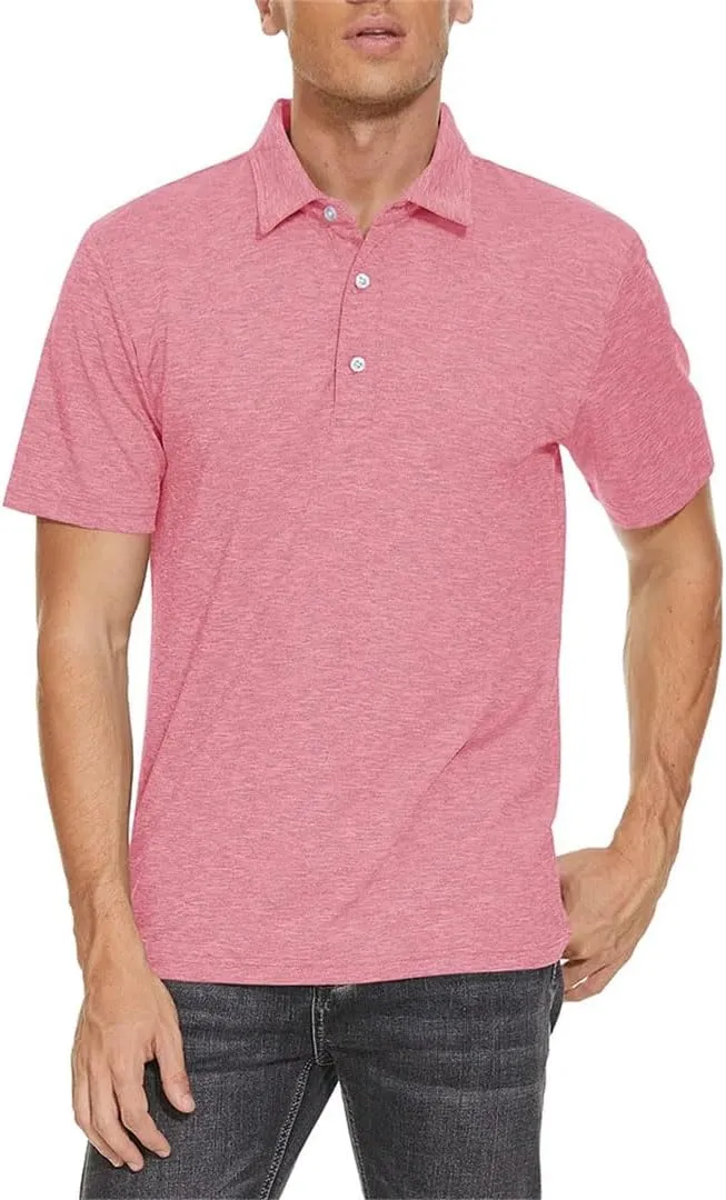 Men's Lightweight Polo Shirts Quick Dry Shot Sleeve T-Shirts Breathable Golf Shirt Tennis Sport Tops