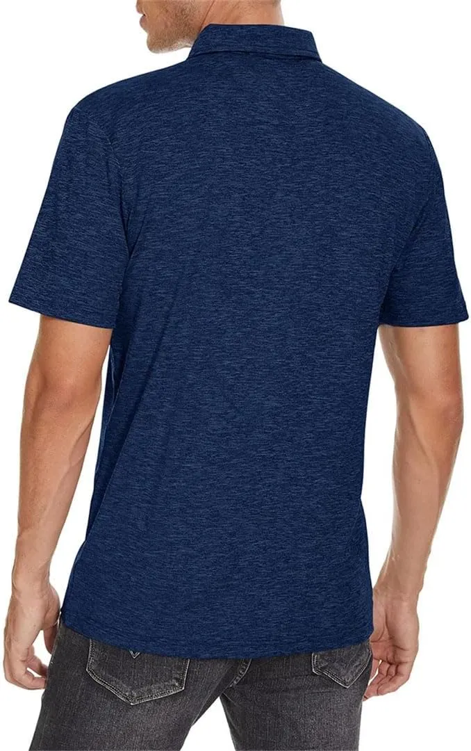 Men's Lightweight Polo Shirts Quick Dry Shot Sleeve T-Shirts Breathable Golf Shirt Tennis Sport Tops