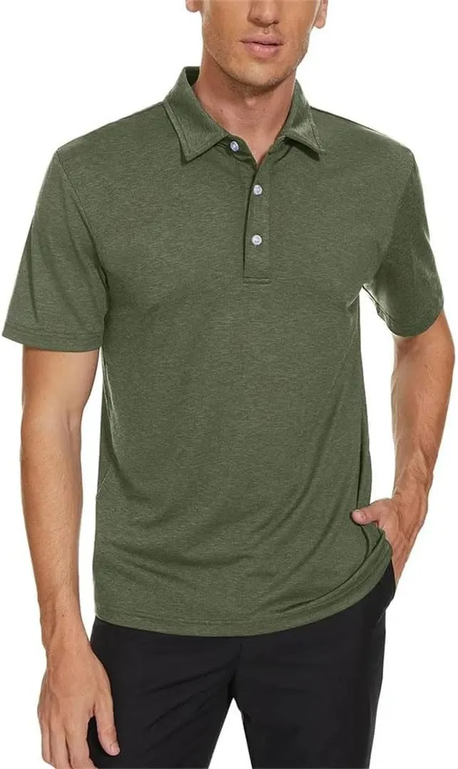 Men's Lightweight Polo Shirts Quick Dry Shot Sleeve T-Shirts Breathable Golf Shirt Tennis Sport Tops