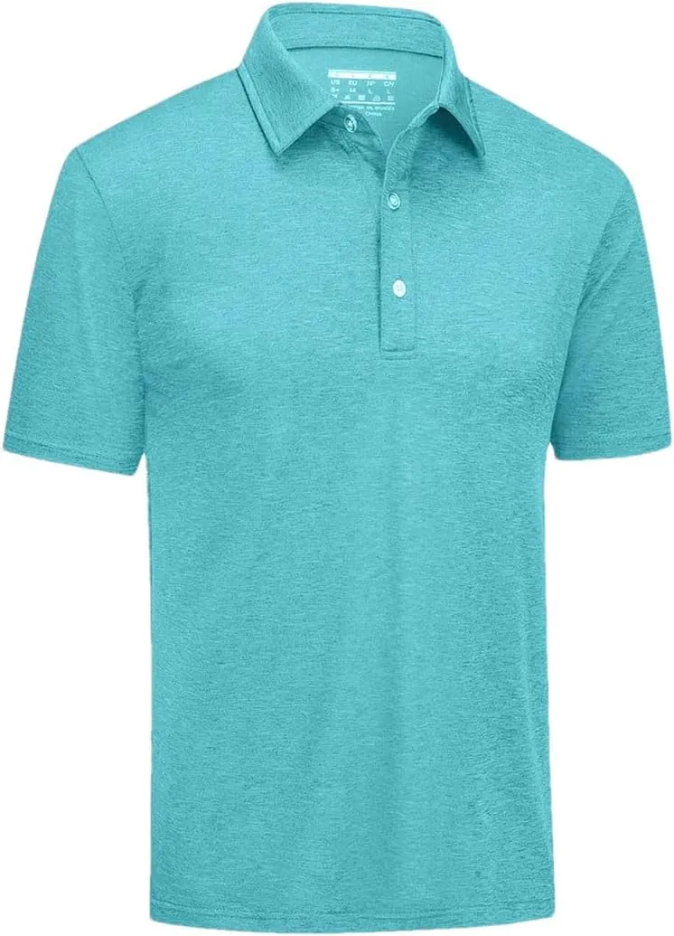 Men's Lightweight Polo Shirts Quick Dry Shot Sleeve T-Shirts Breathable Golf Shirt Tennis Sport Tops