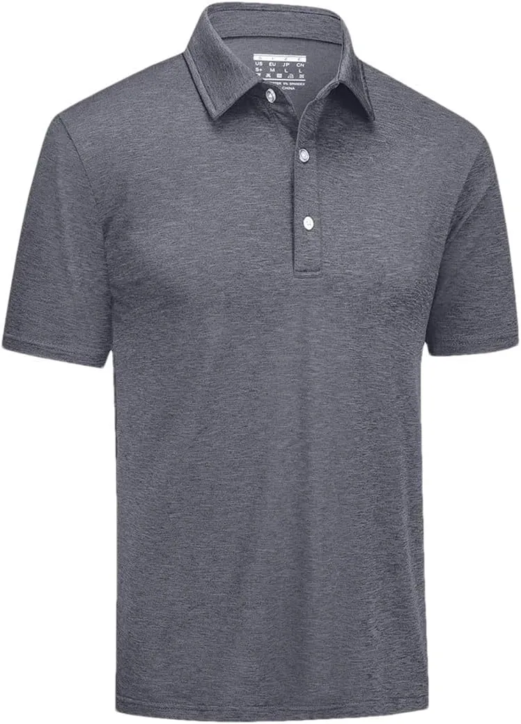 Men's Lightweight Polo Shirts Quick Dry Shot Sleeve T-Shirts Breathable Golf Shirt Tennis Sport Tops