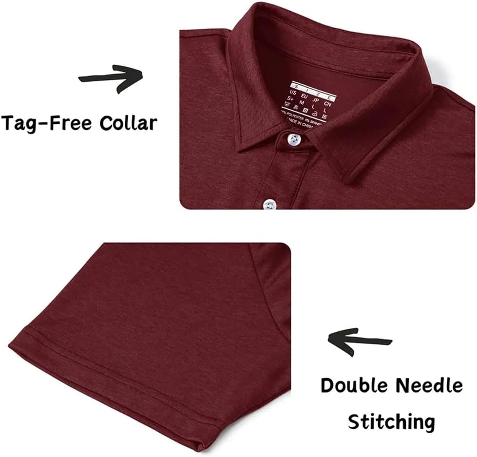 Men's Lightweight Polo Shirts Quick Dry Shot Sleeve T-Shirts Breathable Golf Shirt Tennis Sport Tops