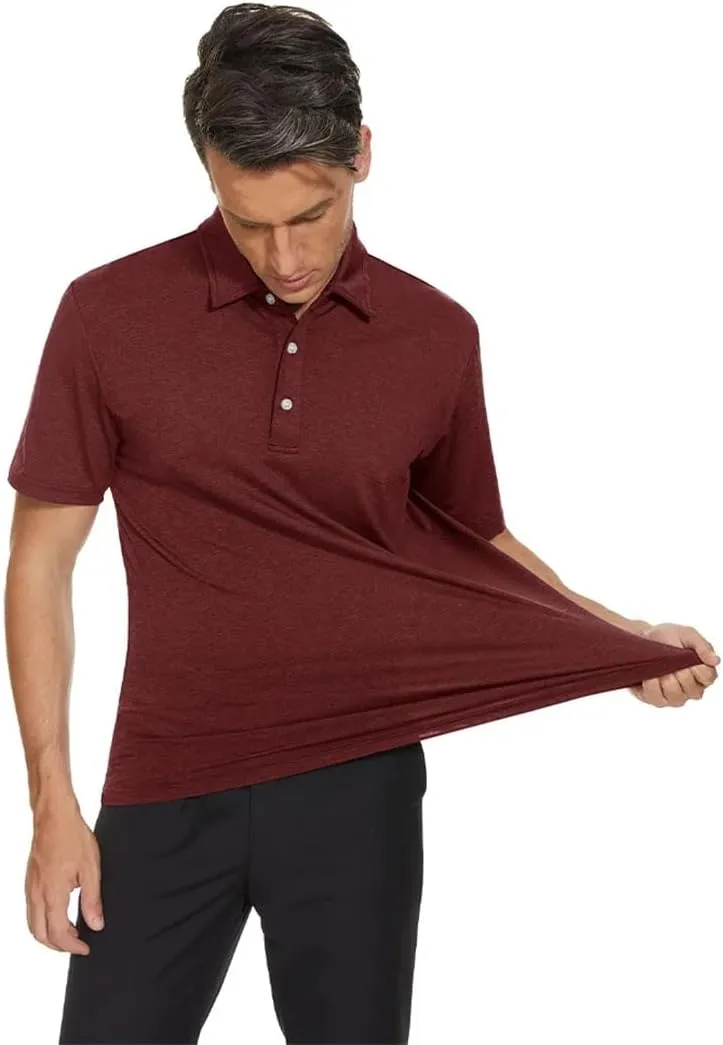 Men's Lightweight Polo Shirts Quick Dry Shot Sleeve T-Shirts Breathable Golf Shirt Tennis Sport Tops