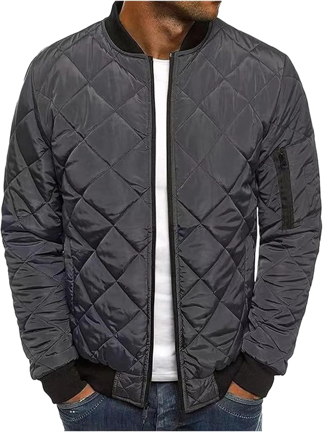 Men's Lightweight Puffer Jacket Diamond Quilted Puffer Down Jackets Water Resistant Insulated Winter Coats for Business