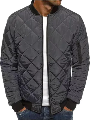 Men's Lightweight Puffer Jacket Diamond Quilted Puffer Down Jackets Water Resistant Insulated Winter Coats for Business