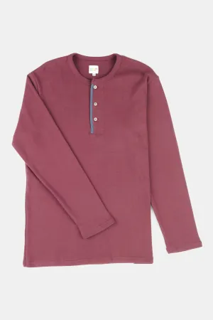 Men's Long Sleeve Henley Top - Plum