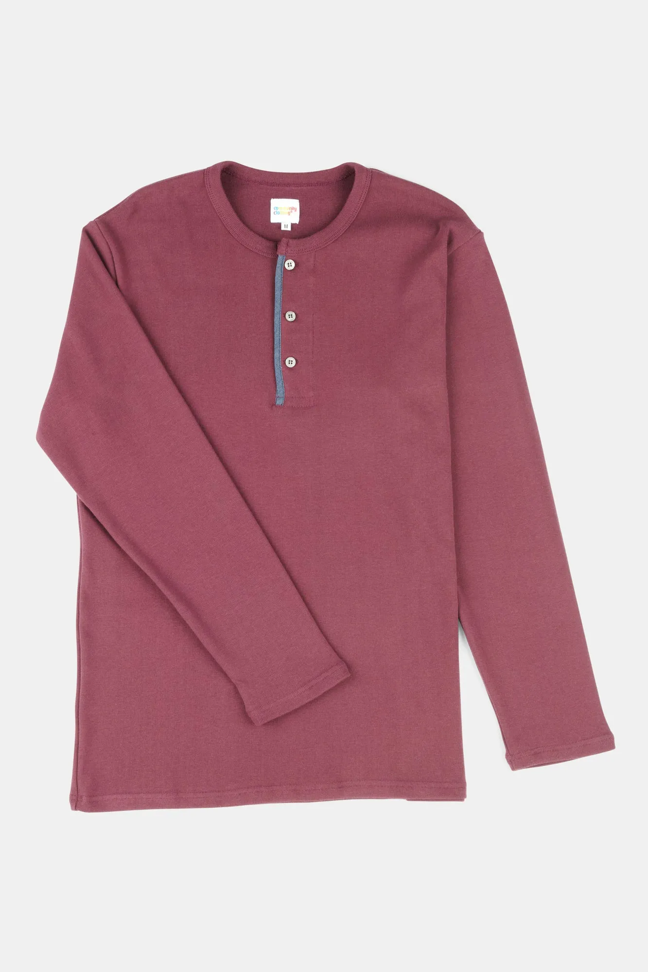Men's Long Sleeve Henley Top - Plum