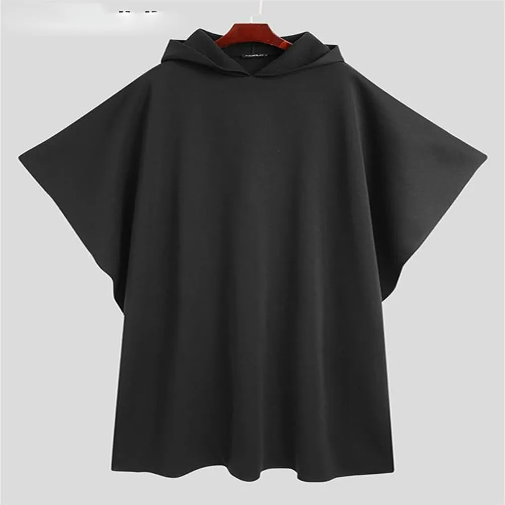 Men's Loose Coats Irregular Hooded Cloak Autumn Winter Male Long Sleeve Trench Retro Outwear Jackets