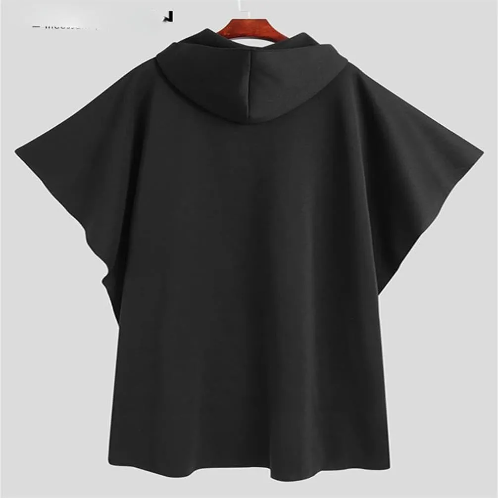 Men's Loose Coats Irregular Hooded Cloak Autumn Winter Male Long Sleeve Trench Retro Outwear Jackets