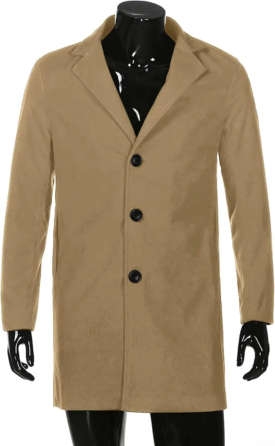 Men's Peacoat Casual Long Trench Coat Single Breasted Pea Regular Fit Warm Winter Overcoat Work Dress Jacket, M-5XL