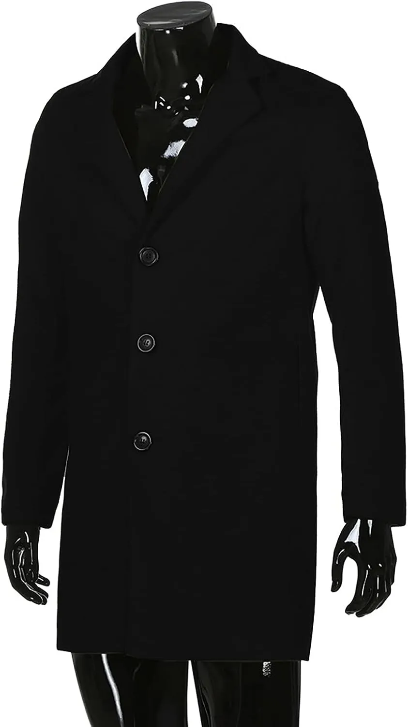 Men's Peacoat Casual Long Trench Coat Single Breasted Pea Regular Fit Warm Winter Overcoat Work Dress Jacket, M-5XL