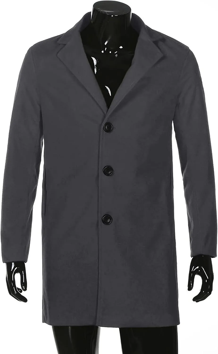 Men's Peacoat Casual Long Trench Coat Single Breasted Pea Regular Fit Warm Winter Overcoat Work Dress Jacket, M-5XL