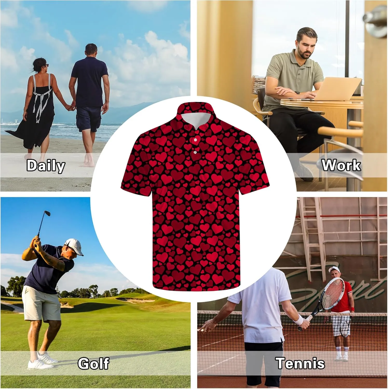 Men's Polo Shirts Short Sleeve Golf Polo Shirts Collared Tennis T-Shirt Golf Shirts for Men