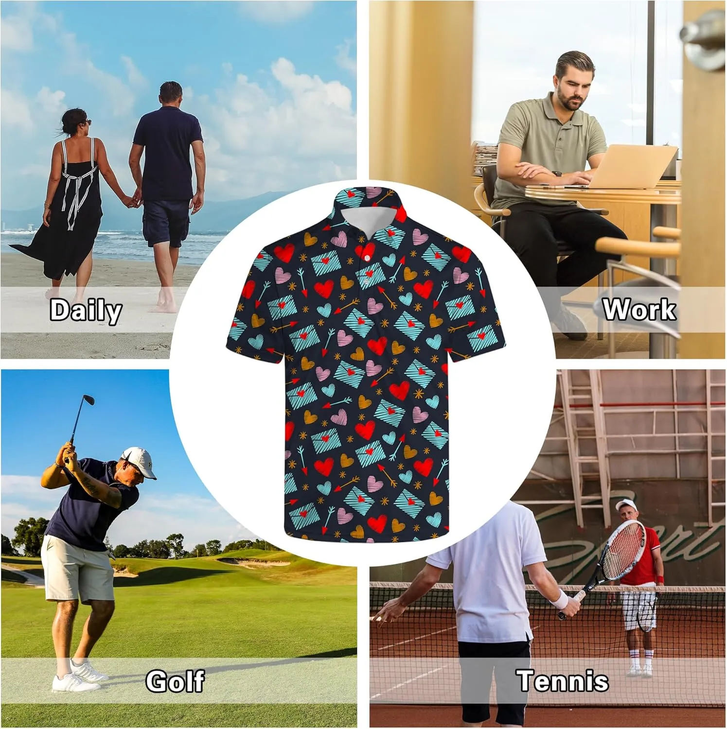 Men's Polo Shirts Short Sleeve Golf Polo Shirts Collared Tennis T-Shirt Golf Shirts for Men