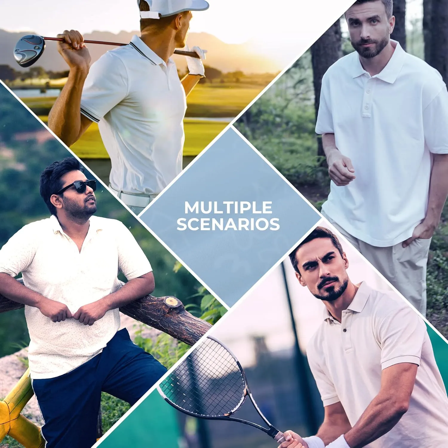 Men's Polo Shirts Short Sleeve - Golf Shirts for Men Recycled Polyester Dry Fit Performance Designed Collared Golf Polo