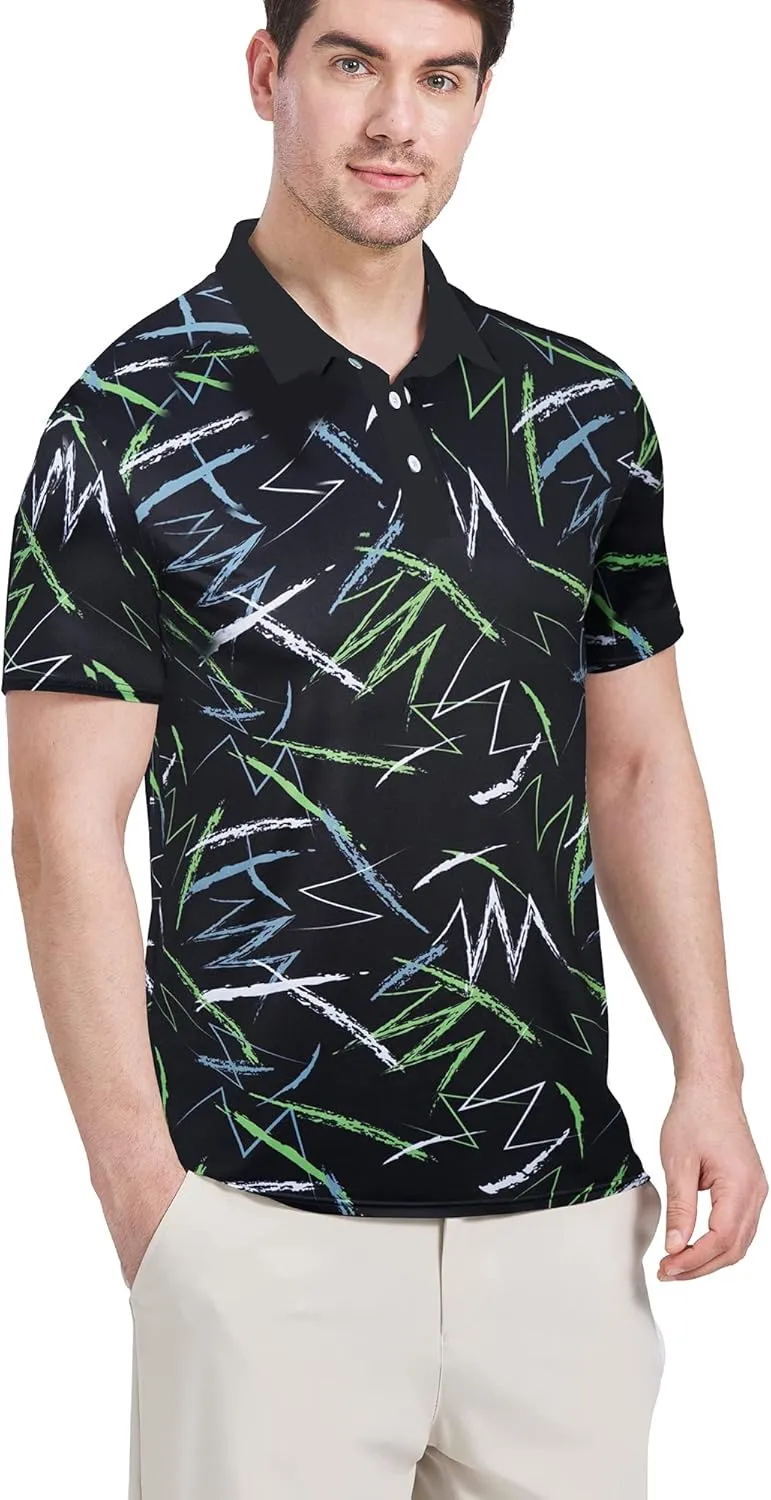 Men's Polo Shirts Short Sleeve - Golf Shirts for Men Recycled Polyester Dry Fit Performance Designed Collared Golf Polo