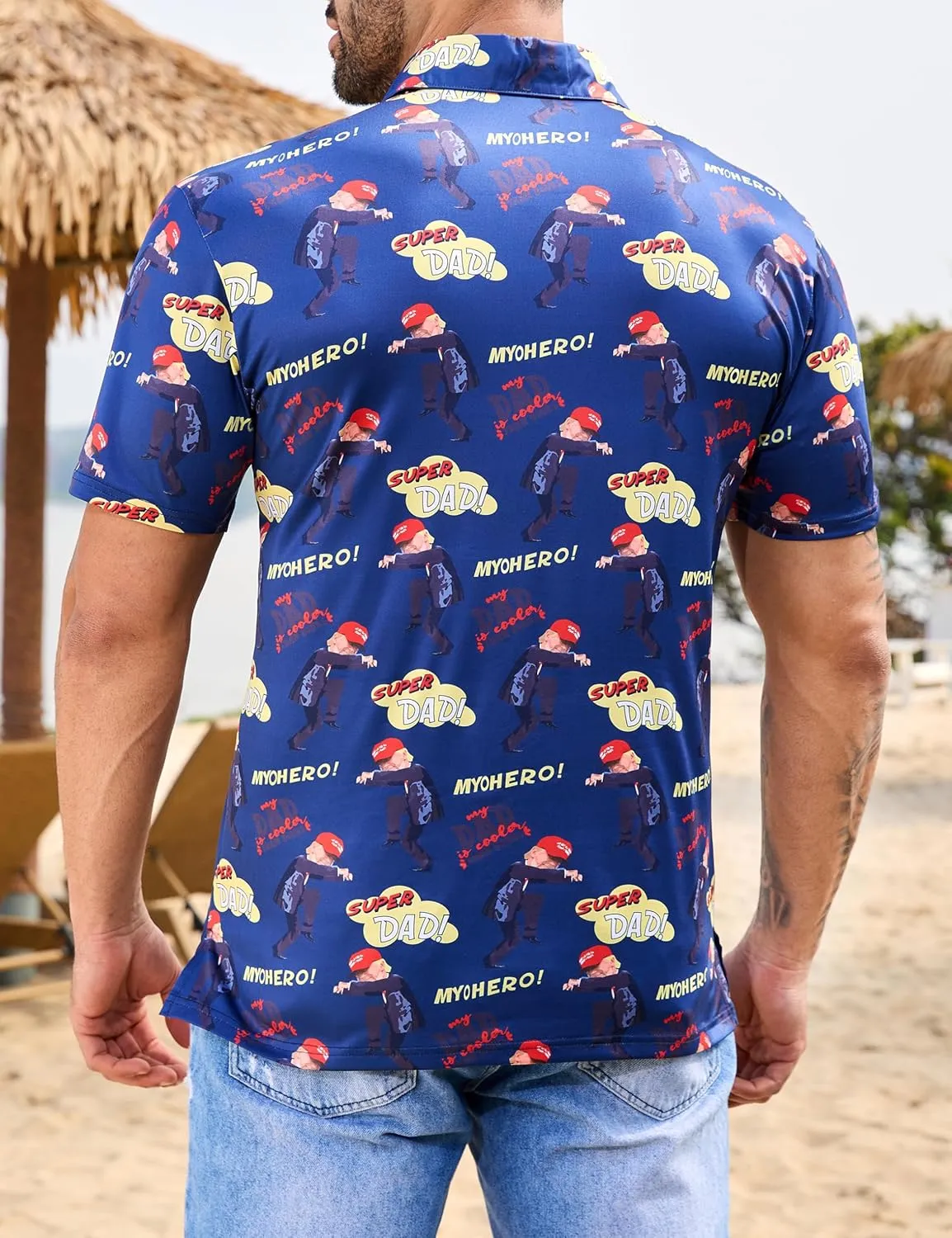 Mens Polo Shirts Short Sleeve Print Golf Shirts Gifts for Men