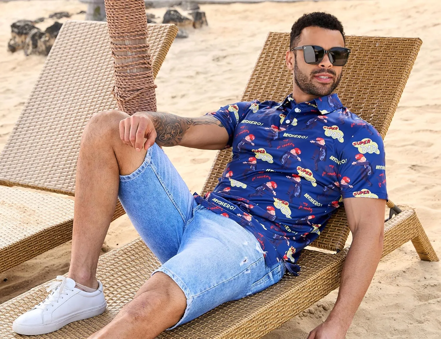 Mens Polo Shirts Short Sleeve Print Golf Shirts Gifts for Men