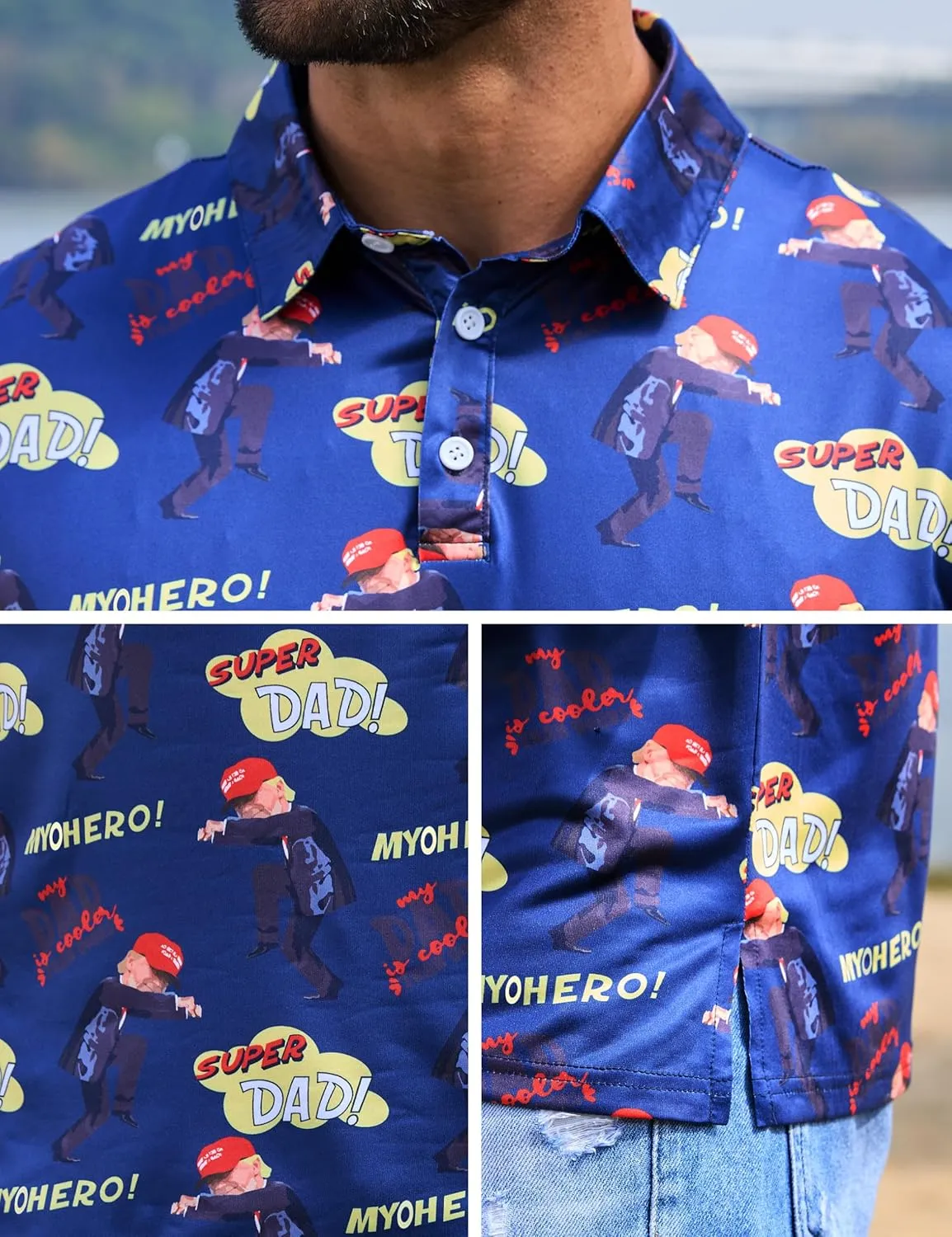 Mens Polo Shirts Short Sleeve Print Golf Shirts Gifts for Men