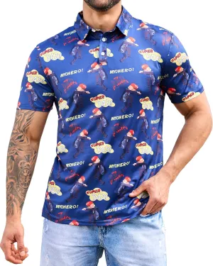 Mens Polo Shirts Short Sleeve Print Golf Shirts Gifts for Men