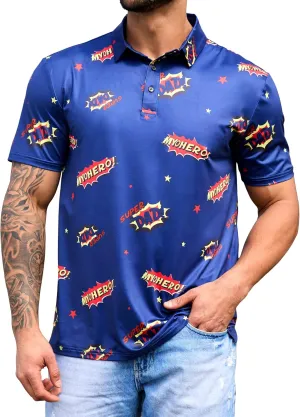 Mens Polo Shirts Short Sleeve Print Golf Shirts Gifts for Men