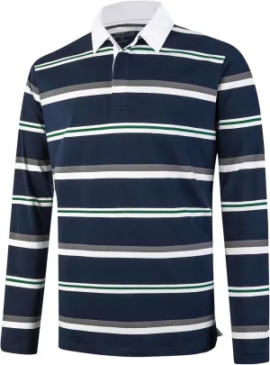 Mens Polo Shirts Striped Cotton Moisture Wicking Classic Collared Casual Golf Shirts for Men